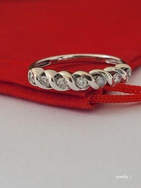 10K White Gold Diamonds Band Ring Size 6.75 Solid Gold 👌🎁